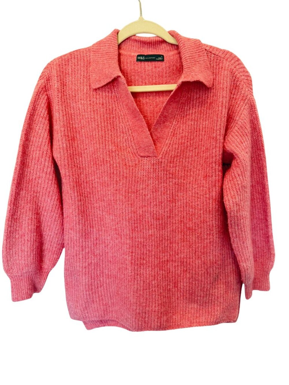 M&S Collection Coral Pink Collared Knit Pullover Sweater Size S